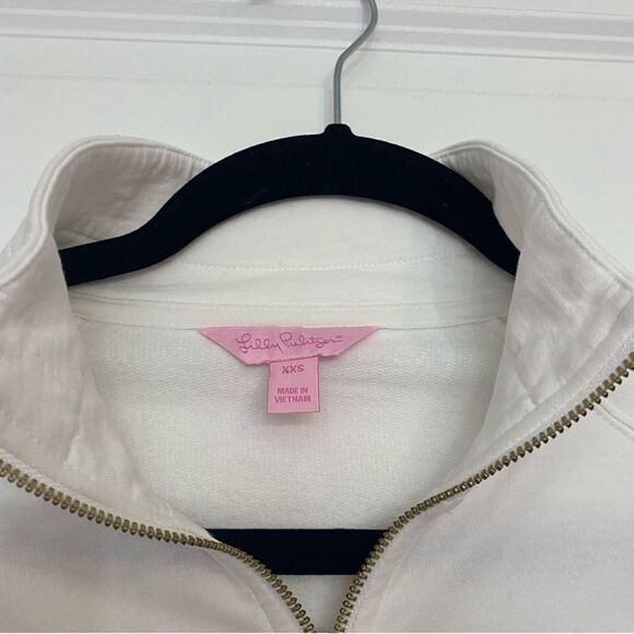 Lilly Pulitzer Skipper White Solid Popover XXS Palm Tree Half Zip Pullover - Picture 5 of 10